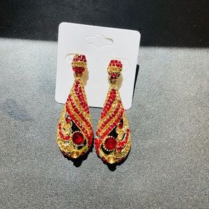 Red gold stone earrings